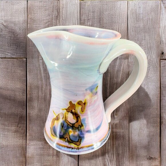 Vintage Hand Made Studio Art Pottery Pitcher Creamer Stoneware Artist Signed VTG - Picture 2 of 13